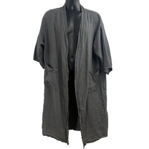 Sleeper Charcoal 100% French Flax Linen Half‎ Sleeve Classic Robe